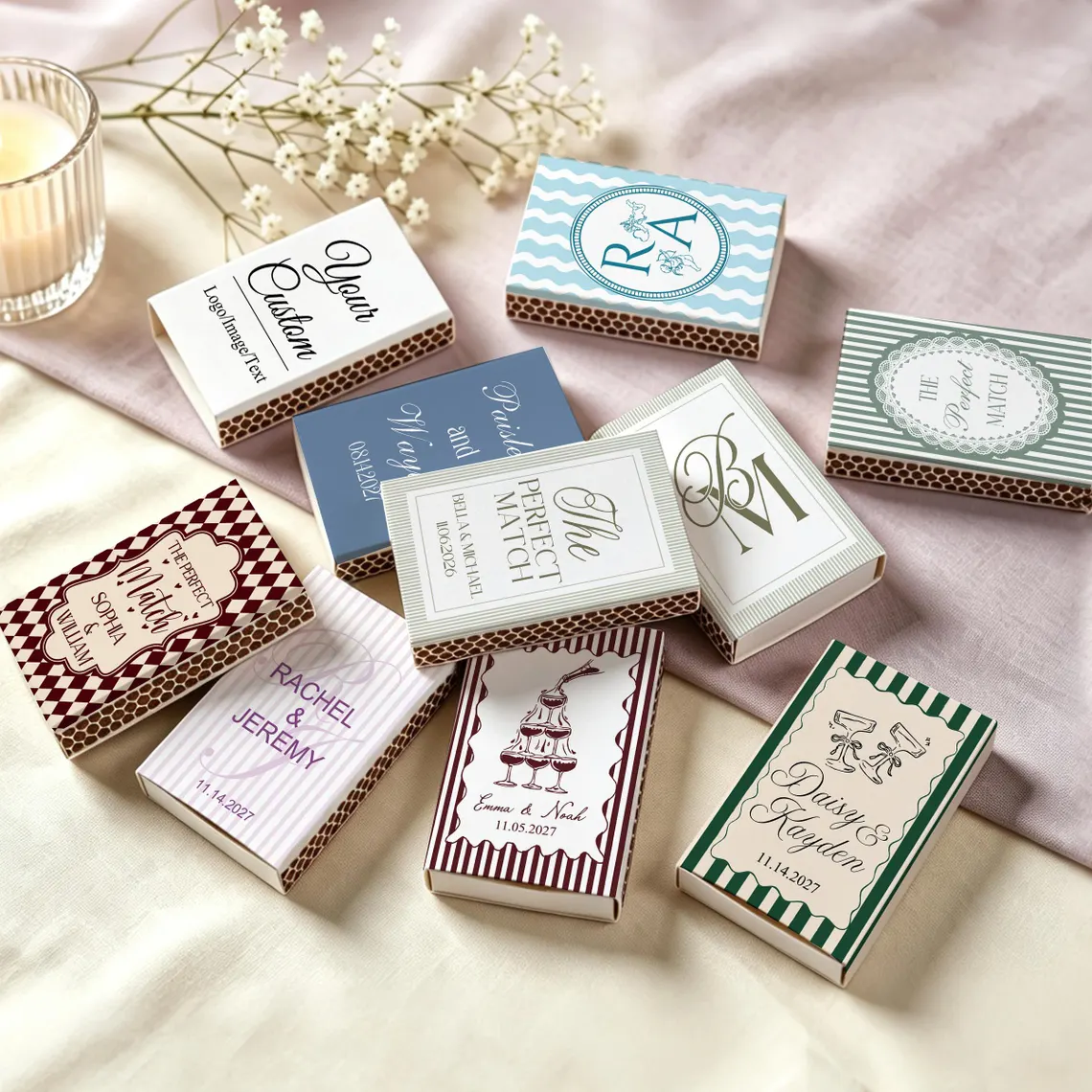 Customized Retro Wedding Match - Sticker Label Template ulasan dan harga